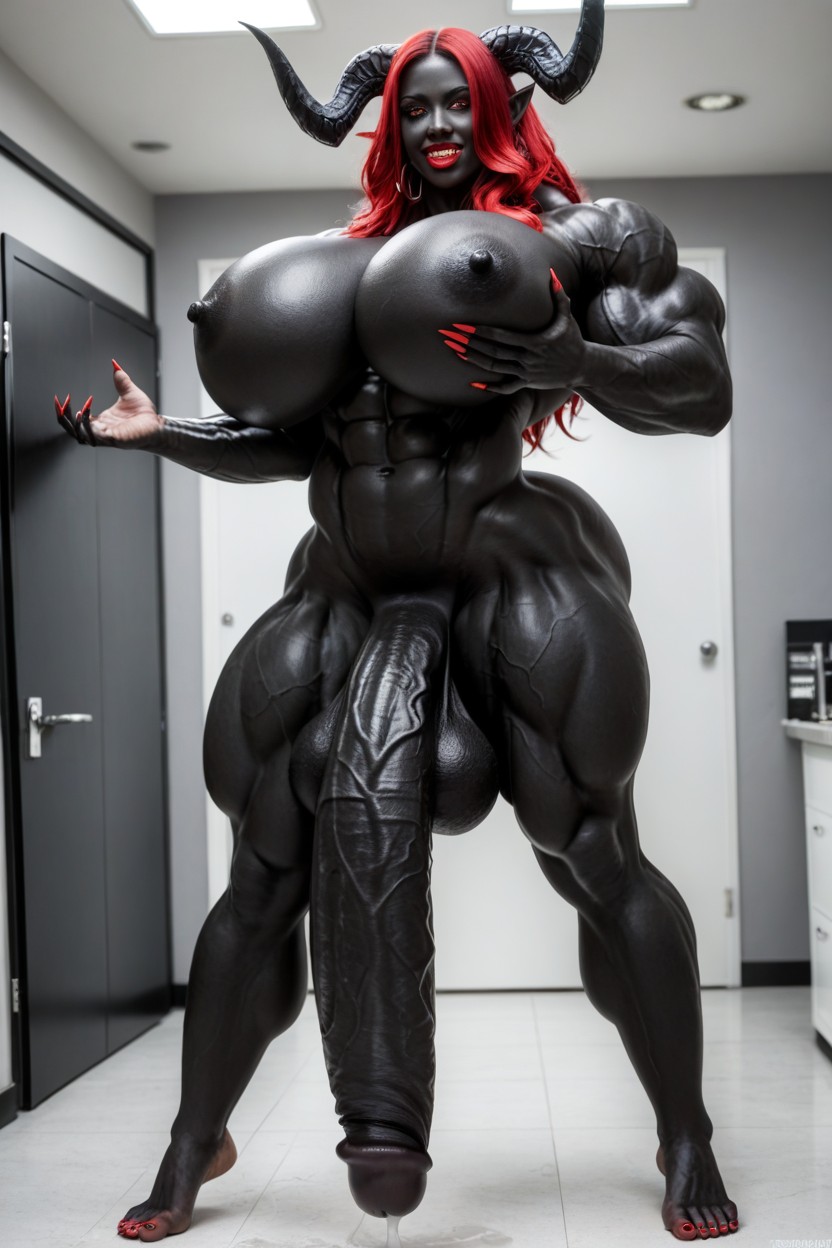 Bodybuilder, Standing, Gigantic Tits Shemale AI Porn