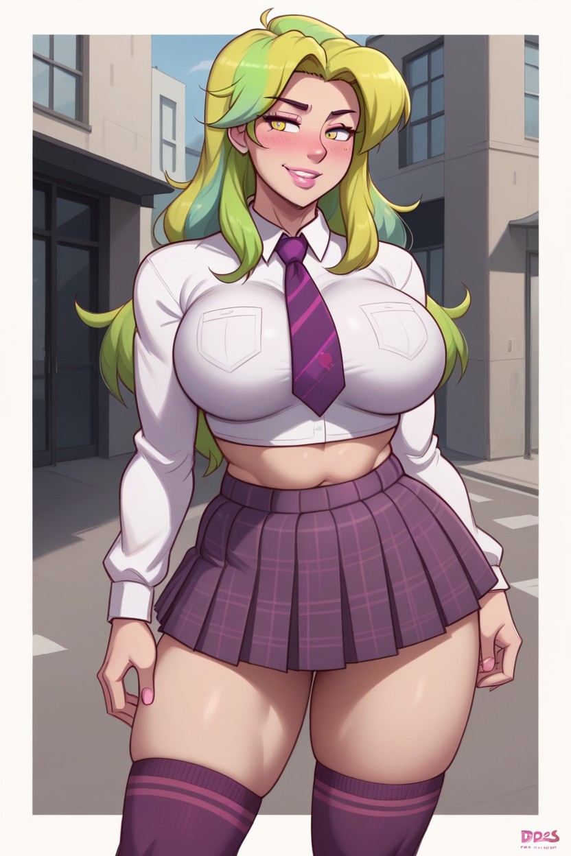 Street, Arched Back, Light Blue Blouse Hentai AI Porn