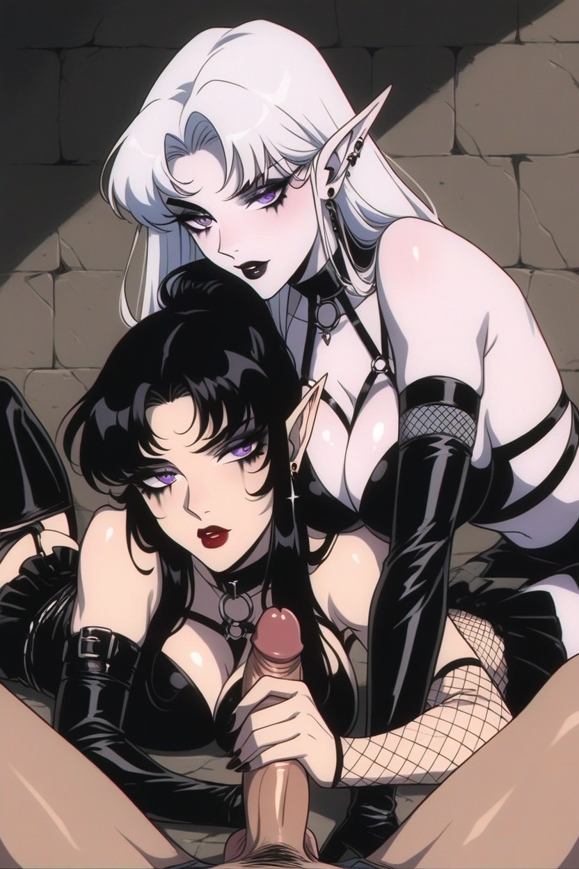 Lingerie, White Hair, Goth AI Porn