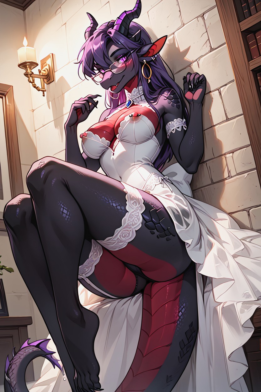Leaning On Wall, Disney Style, Black Panties Furry AI Porn