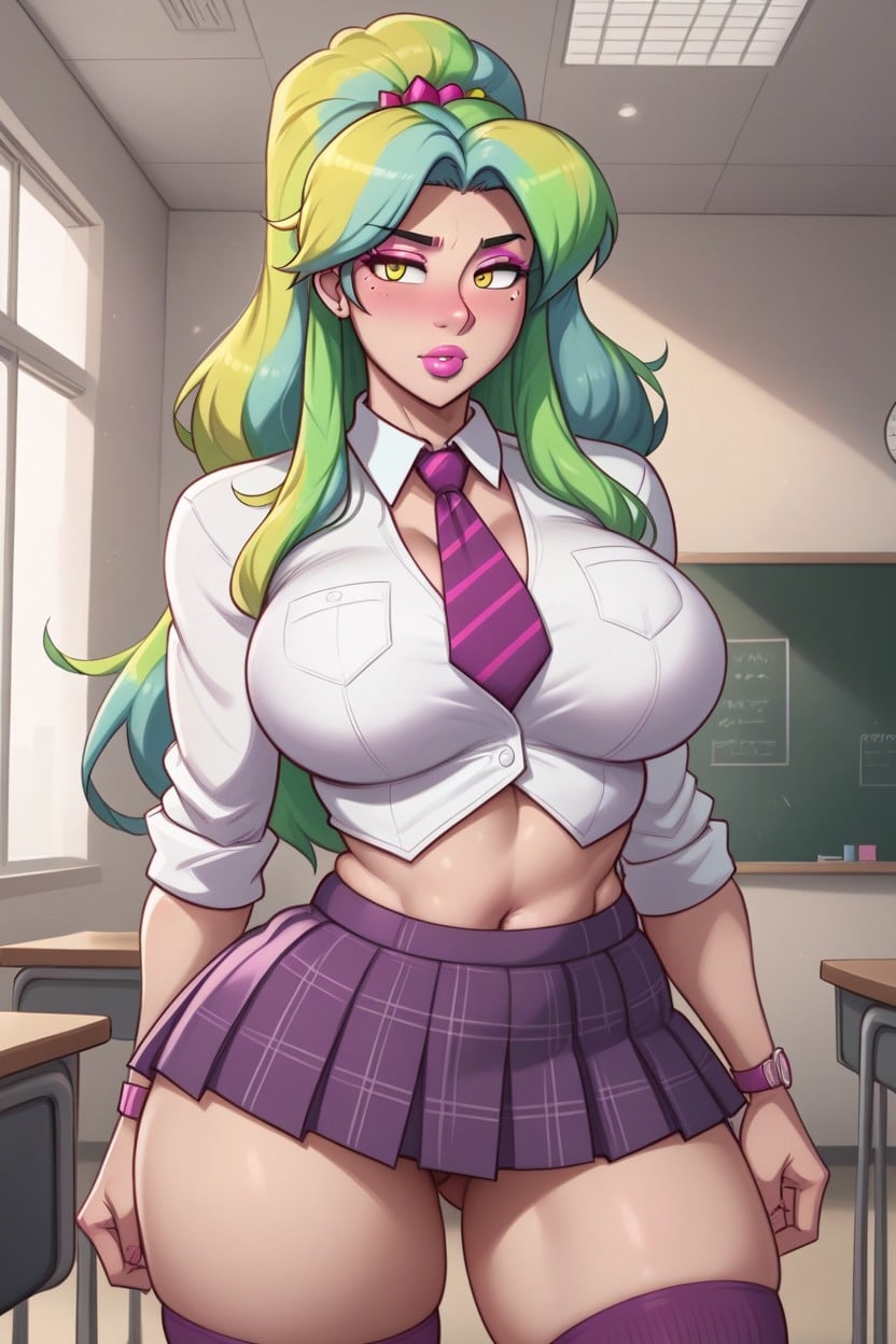 Round Breasts, Light Blue Blouse, Pelvic Bone Hentai AI Porn