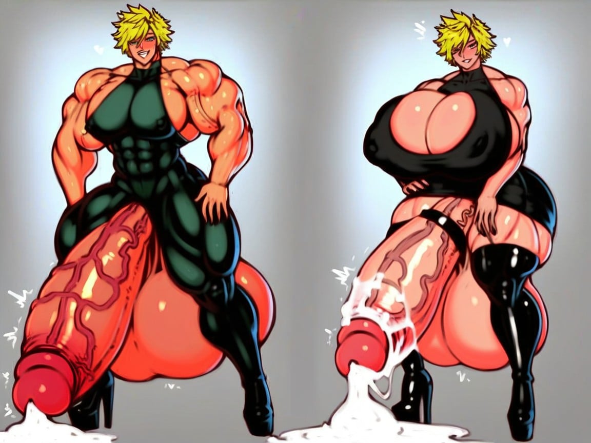 Form Fitting Clothes, Extremely Long Cockcumming, Standing Shemale AI Porn