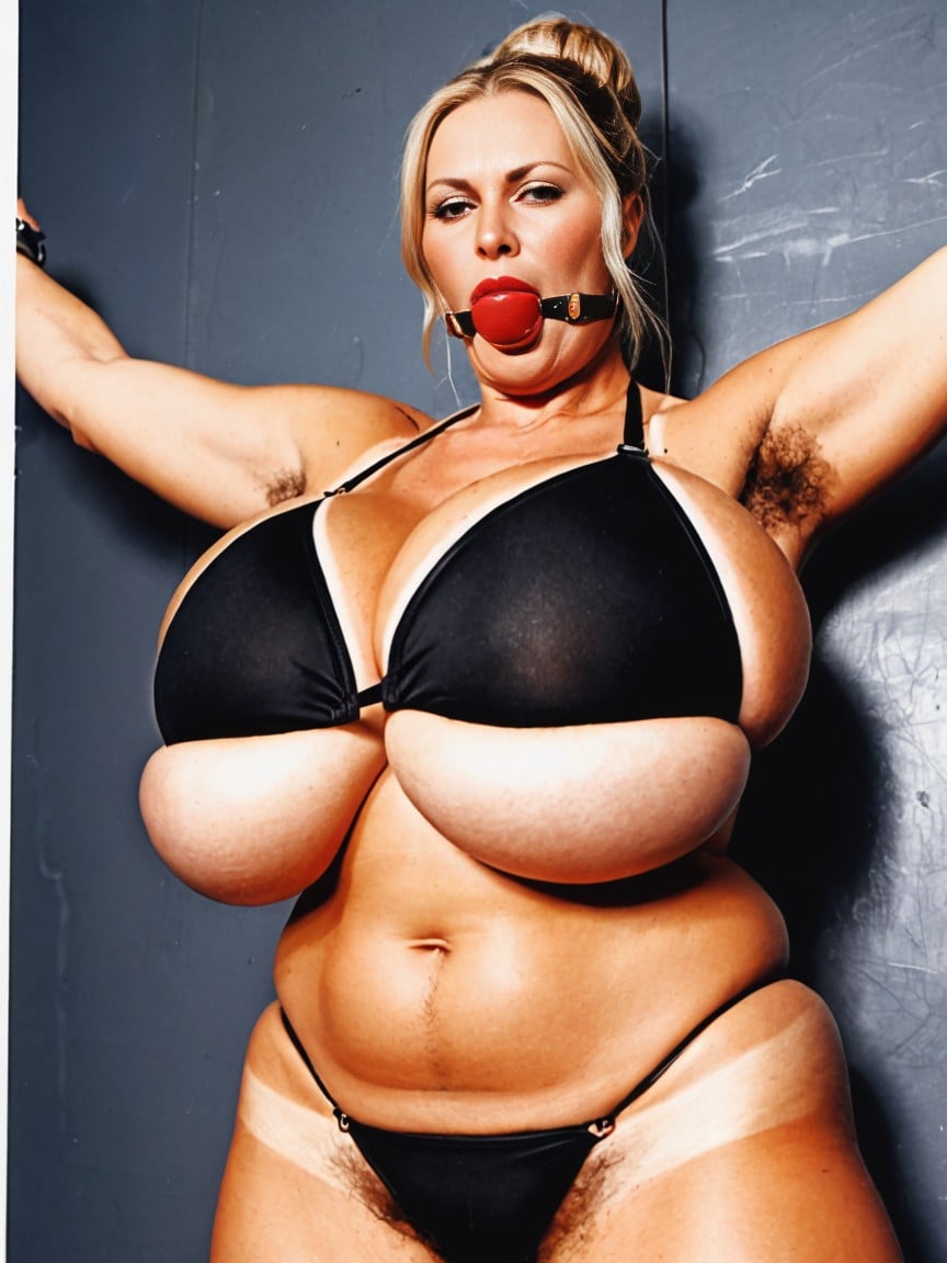 Detailed Tanned Skin, Skimpy Bra, Suspended Stretched Body Pose AI Porn