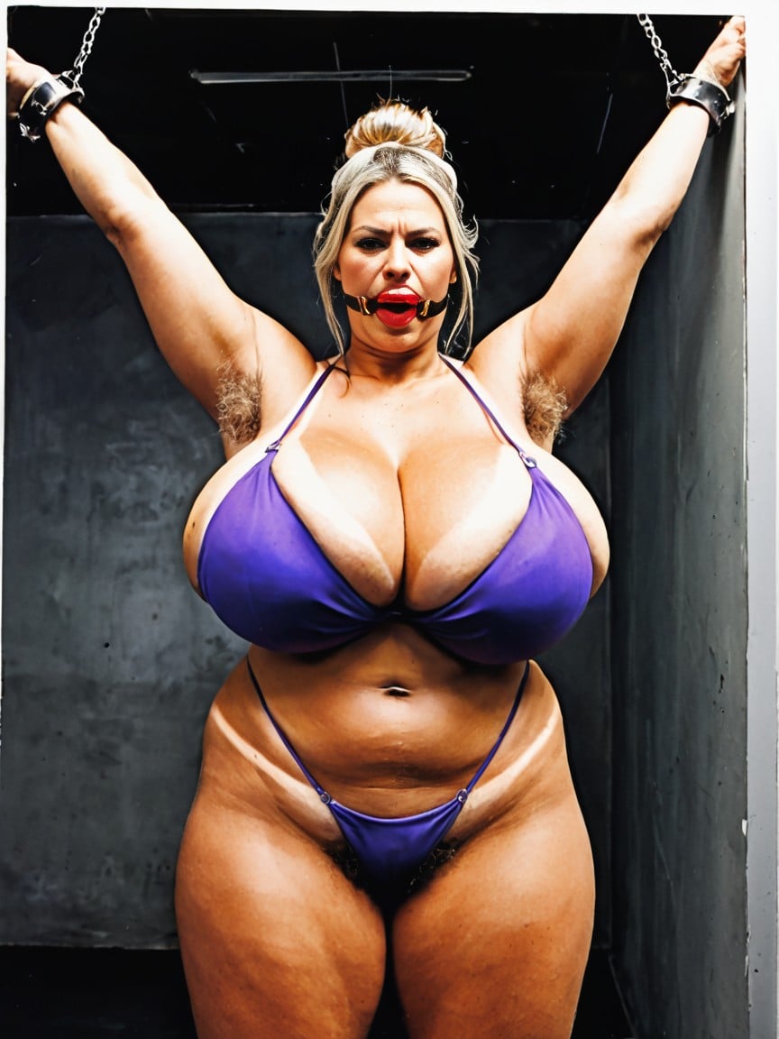 Bikini Tan Lines, Hair Bun, Armpit Hair AI Porn