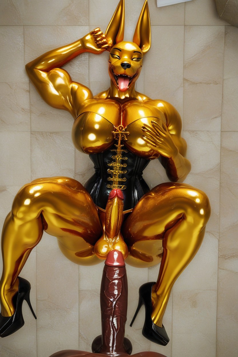 Spreading Ass, Vascular, Muscular Furry AI Porn
