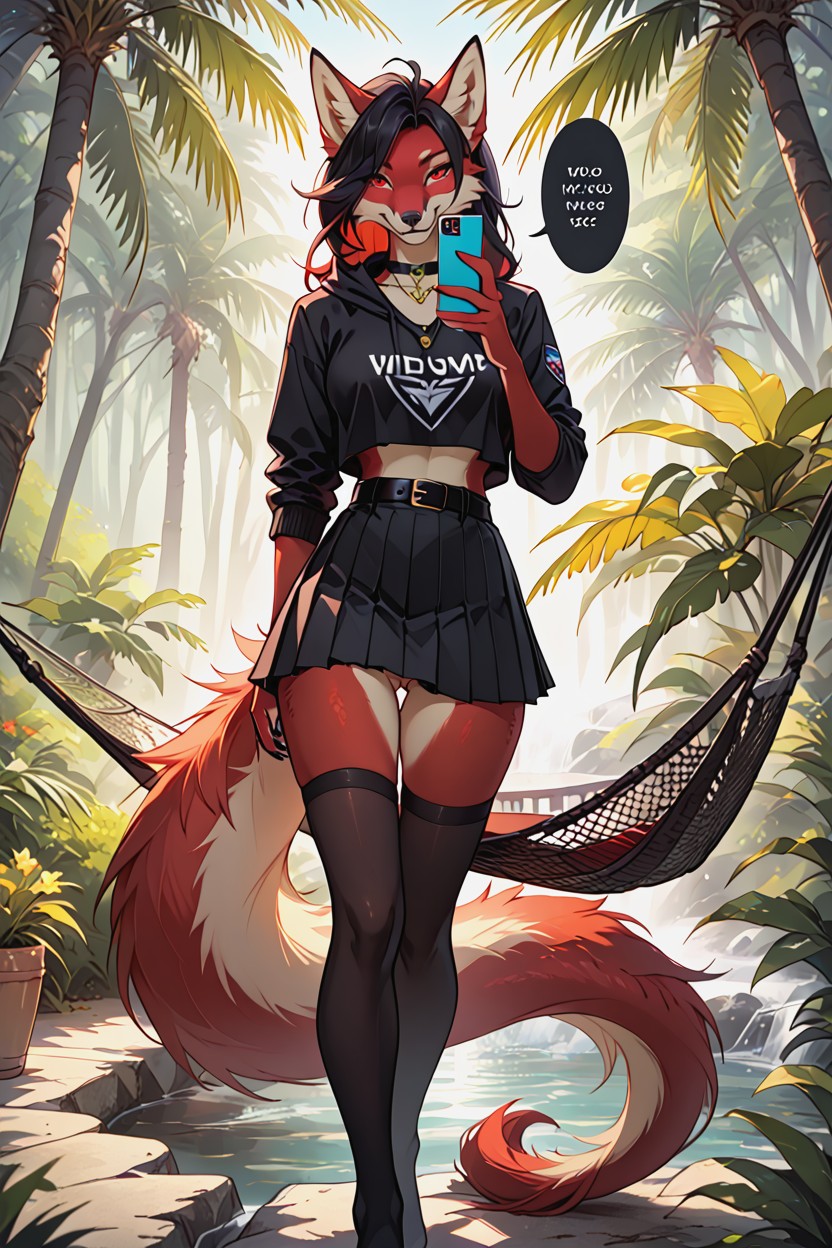 Voluptuous, Black Choker, Phone Furry AI Porn