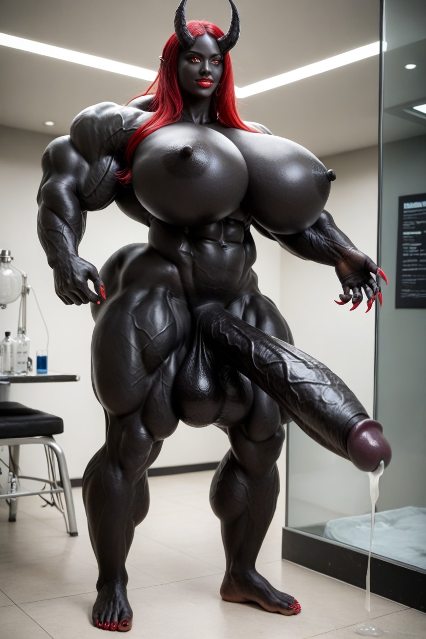 Gigantic Flaccid Black Cock, Hyper Black Cock Growth, Thick Thighs Shemale AI Porn