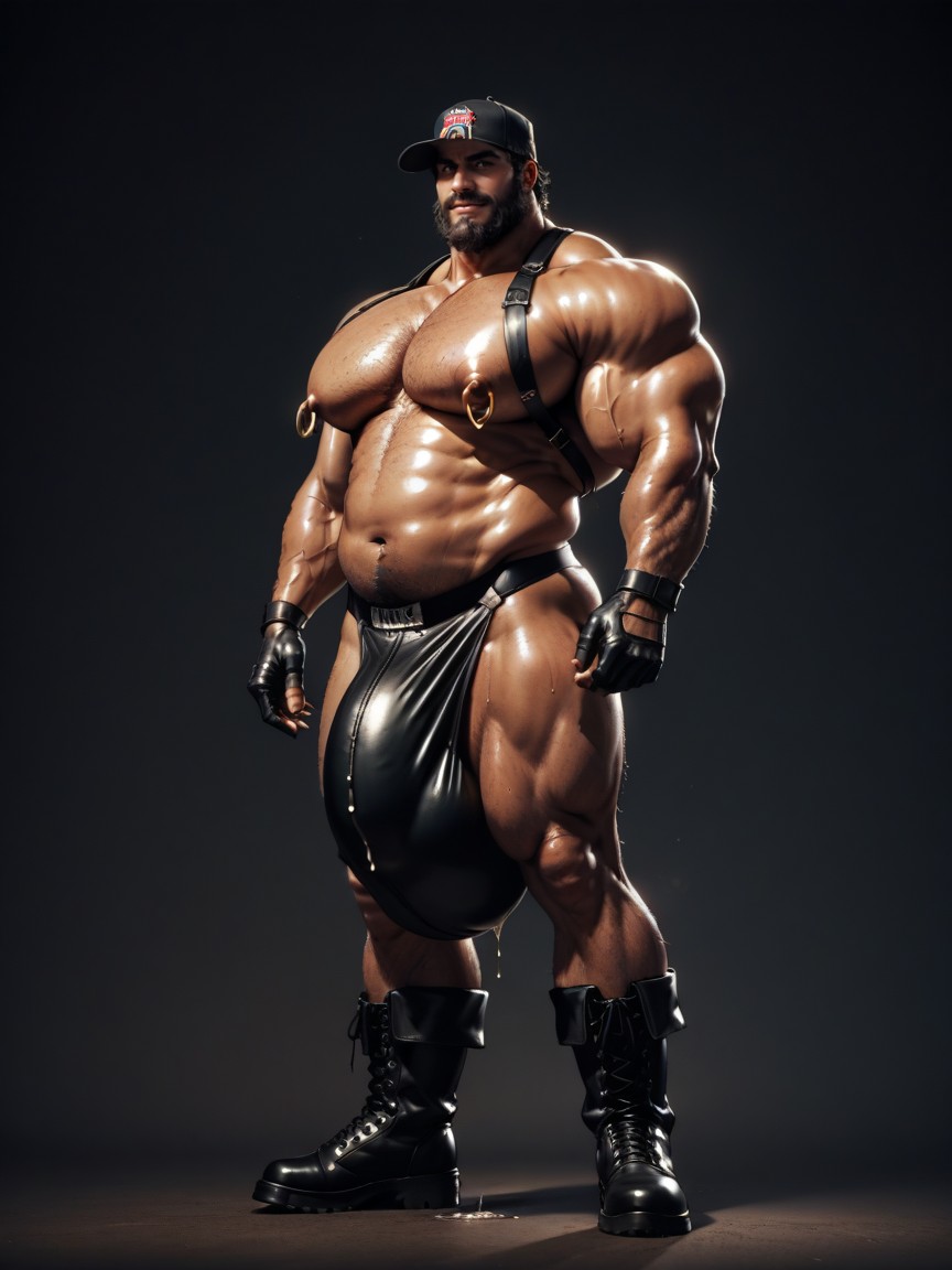 Precum Dripping, Powerlifter Build, Large Areola AI Gay Porn