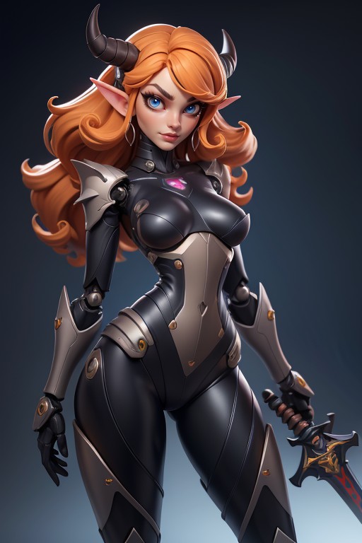 Long Legs, Long Legs, Dark Two-handed Sword In Hands Hentai AI Porn