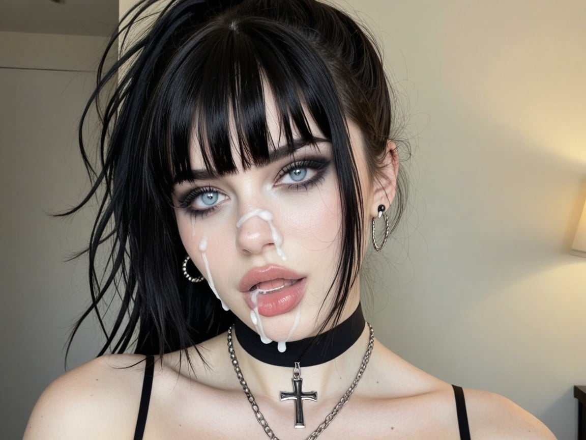Wide Eyes, Ponytail, Earrings AI Porn