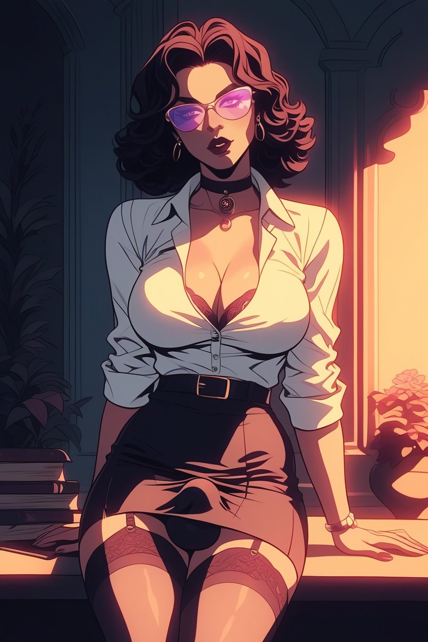 Cleavage, Large Breast, Form Fitting Clothes Shemale AI Porn