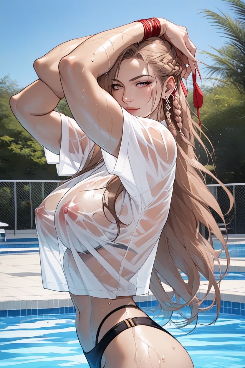 Sexy, Wet Clothes, Breasts Shown Hentai AI Porn