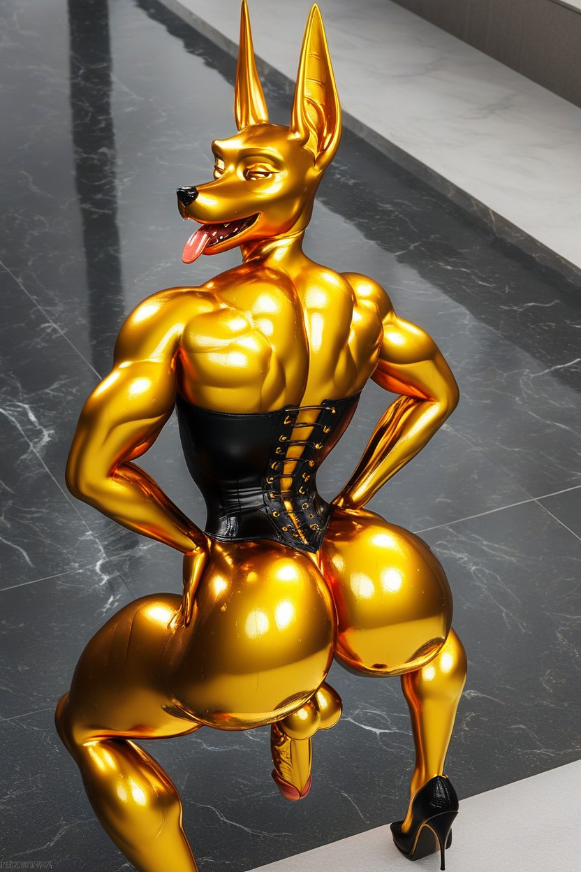 Oiled Skin, Rubber, Massage Furry AI Porn