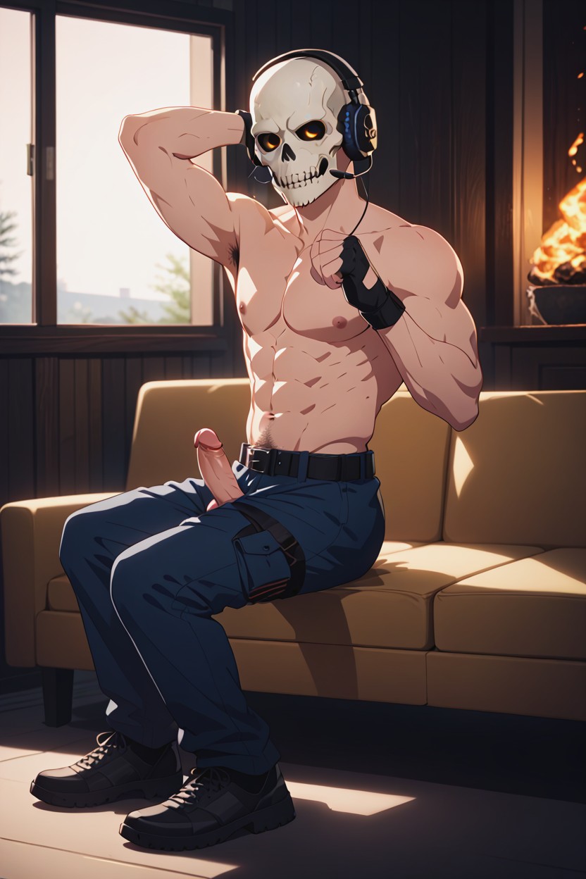 Relaxed, Balaclava Skull, Penis AI Porn