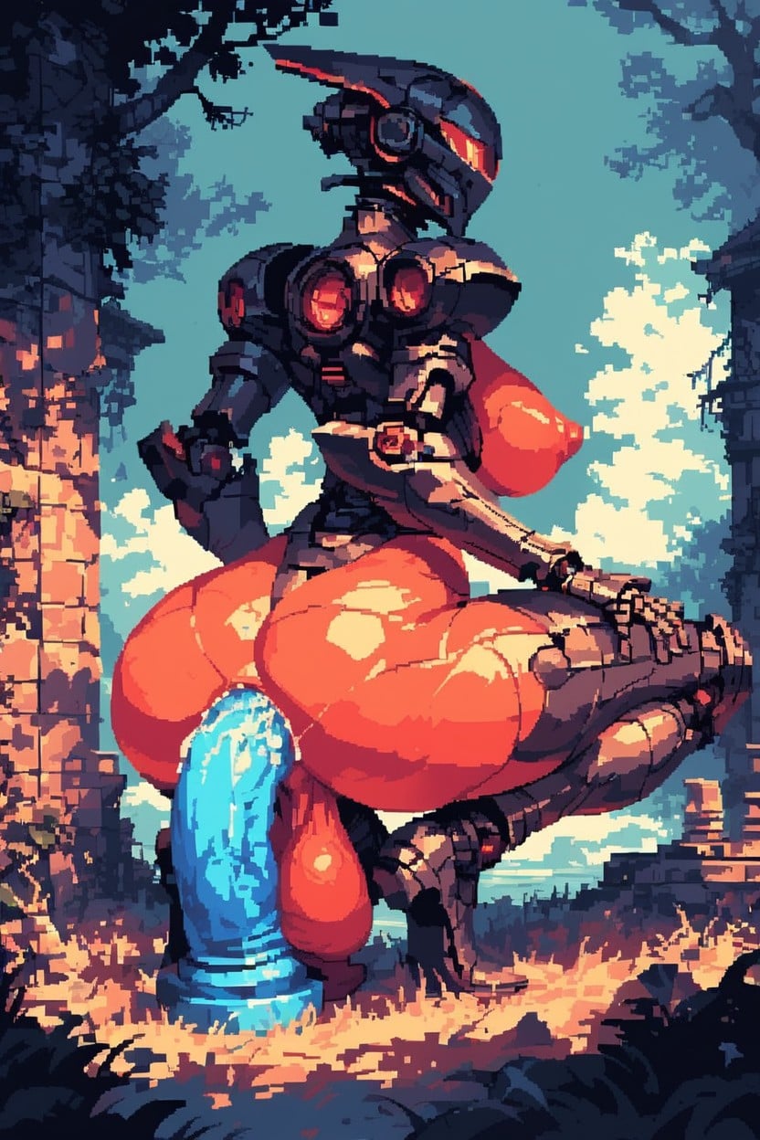 Very Large Breasts, Outline, Massive Dildo Hentai IA
