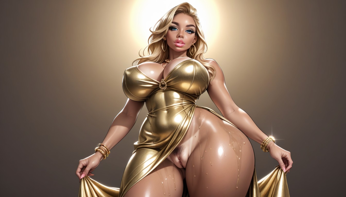 Oiled Skin, Puffy Vagina, Bimbo Lips AI Porn