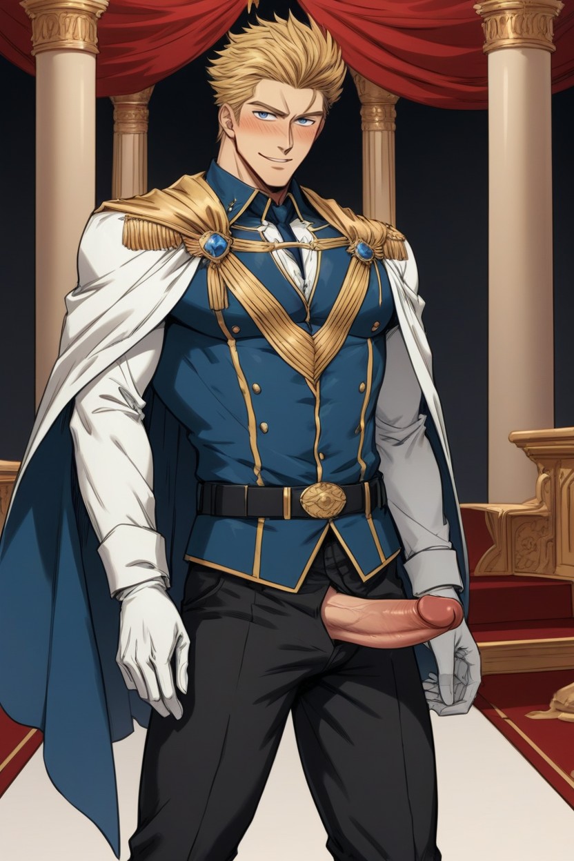 Medium Penis Size, Muscular Body, Standing Elegantly AI Gay Porn