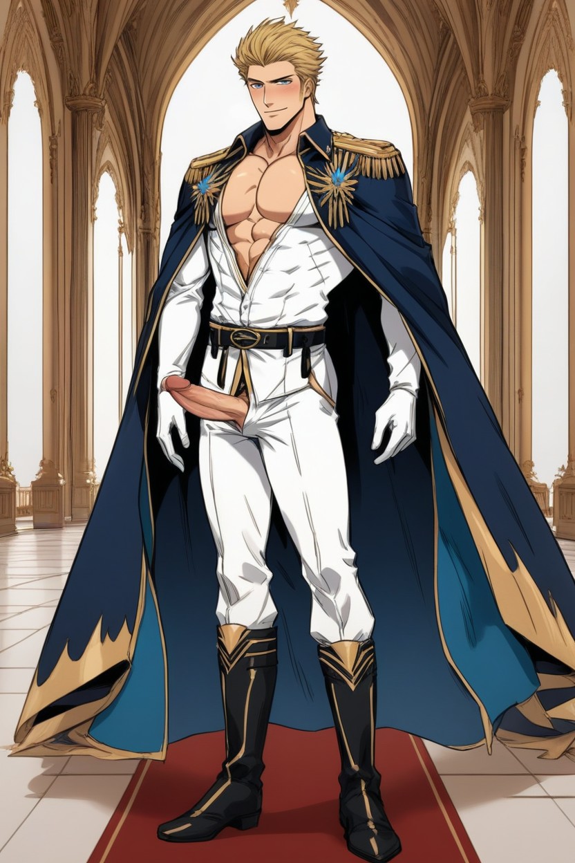 Muscular Body, Light Skin, Royal Palace Interior Background AI Gay Porn