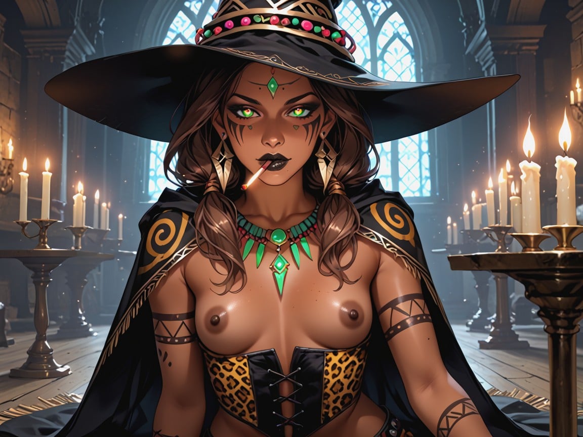 Black Tribal Body Paint, Rounded Ass, High Contrast Colors Hentai AI Porn