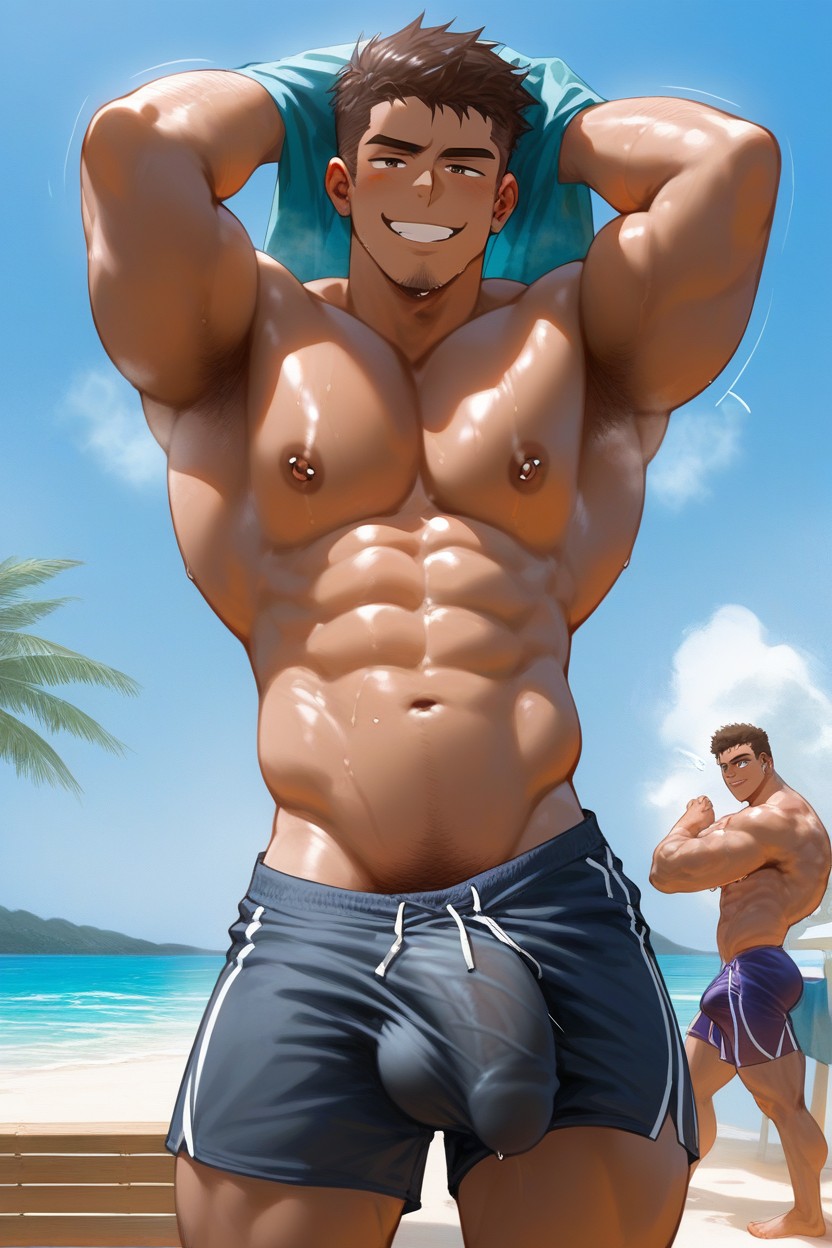 No Pants, Dick Bursting Out Of The Towel, Model AI Gay Porn