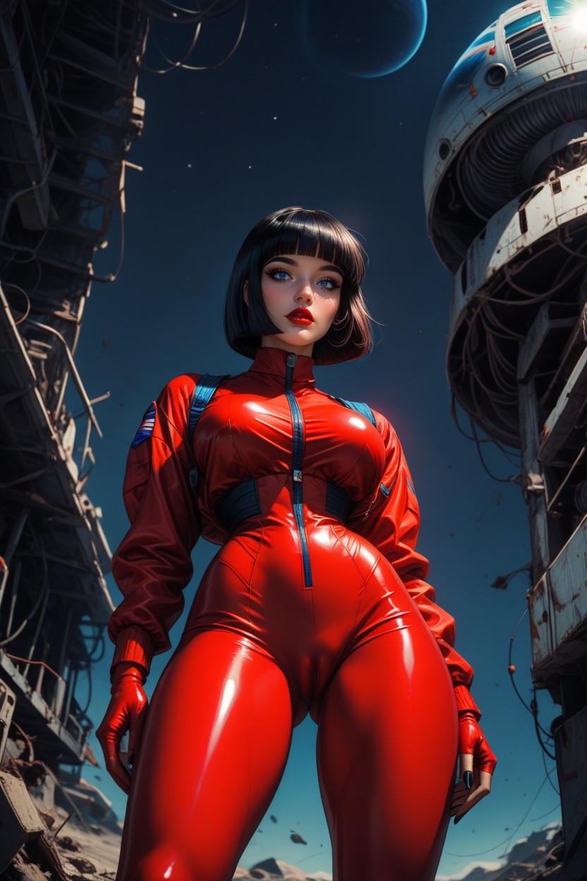 Hyper Thick Nude Red Lips, Hour Glass Figure, Perfect Legs AI Porn