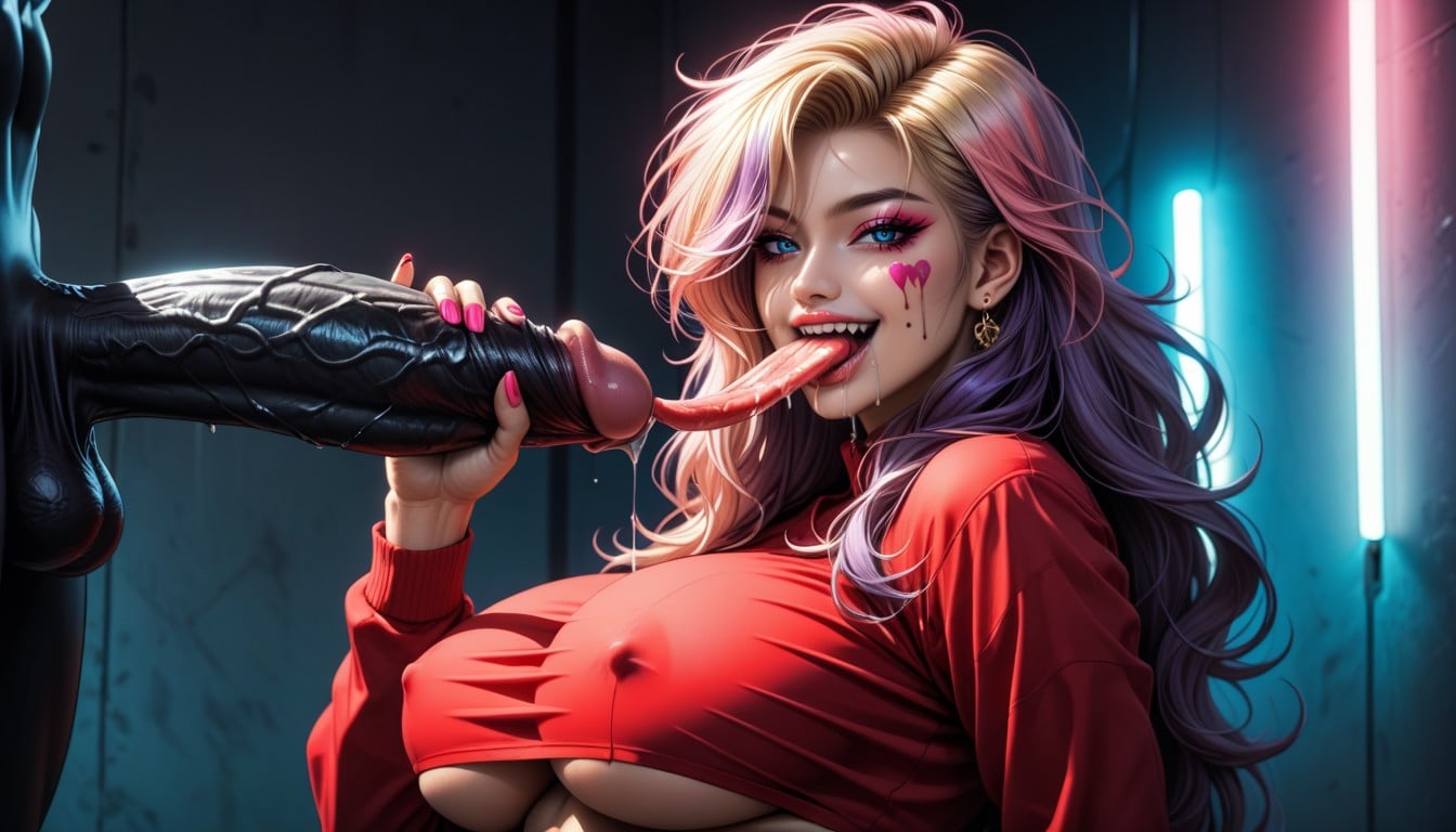 Huge Female Veins, Messy Hair, Dripping Drool Shemale AI Porn