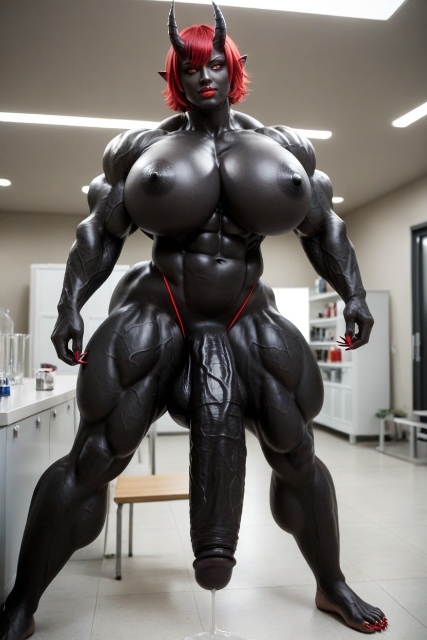Big Oni Horns, Venom Futanari, Hyper Black Balls Shemale AI Porn