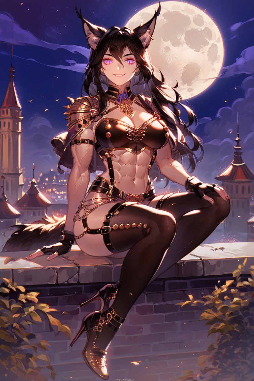 18+, Wolfs Therianthrope, Purple Eyes With Slit Pupils Hentai AI Porn