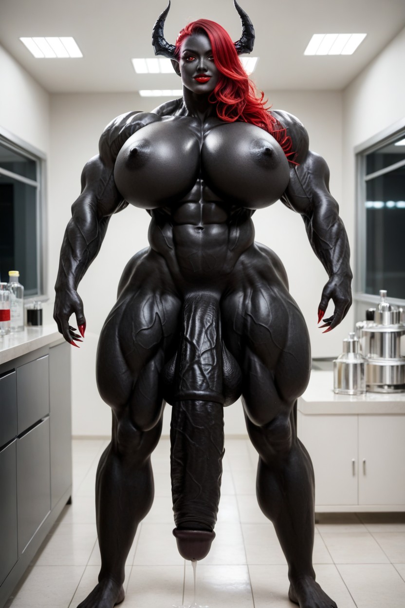 Exaggerated Massive Black Cock, Lab, Big Claws Shemale AI Porn
