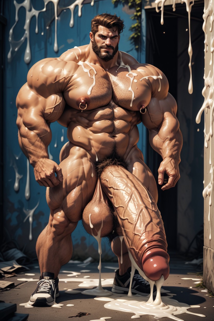 Hairy Chest, Hyper Balls, Impossibly Long Hyper Penis AI Gay Porn