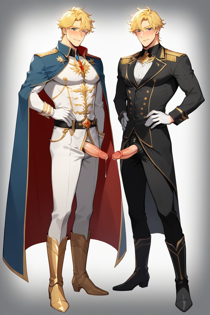 Medium Penis Size, Muscular Body, Royal Cape AI Gay Porn