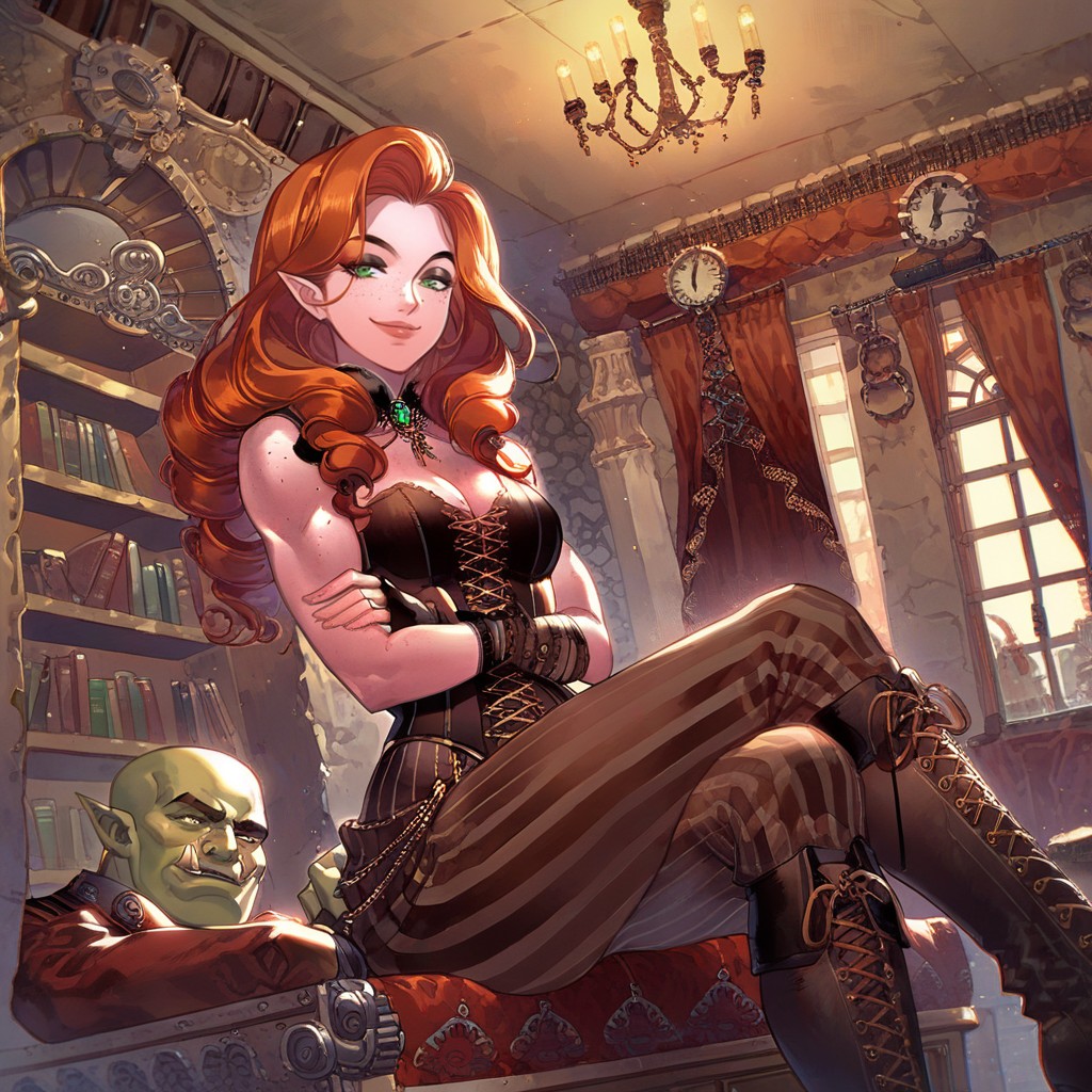 Books On Shelf, Medium Hair, In A Room With Books Hentai IA