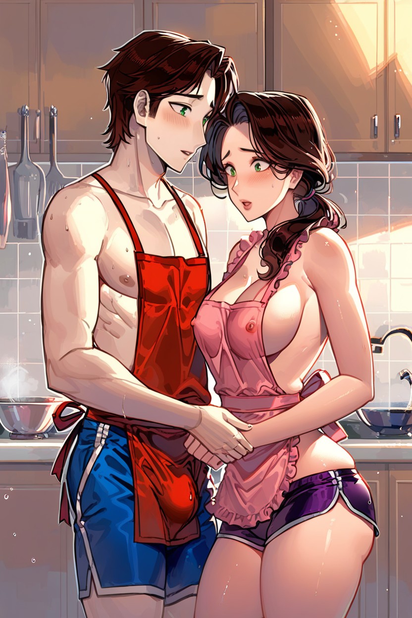 Topless, Thick Thighs, In Kitchen Hentai AI Porn