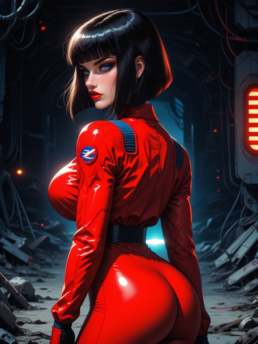 Hour Glass Figure, Extra Delicate Features, Shiny Black Hair AI Porn