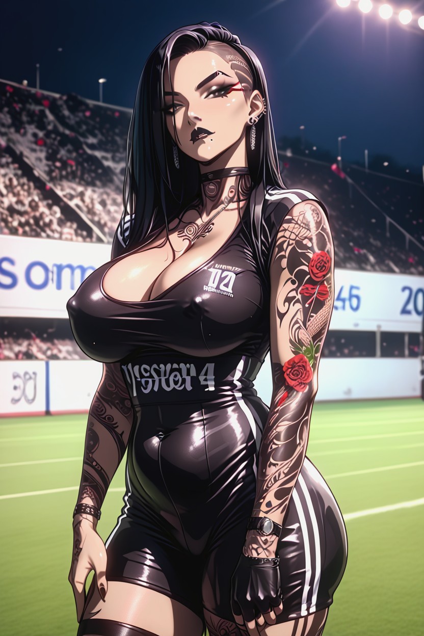 Round Ass, Large Chest Tattoo, Thick Hentai AI Porn