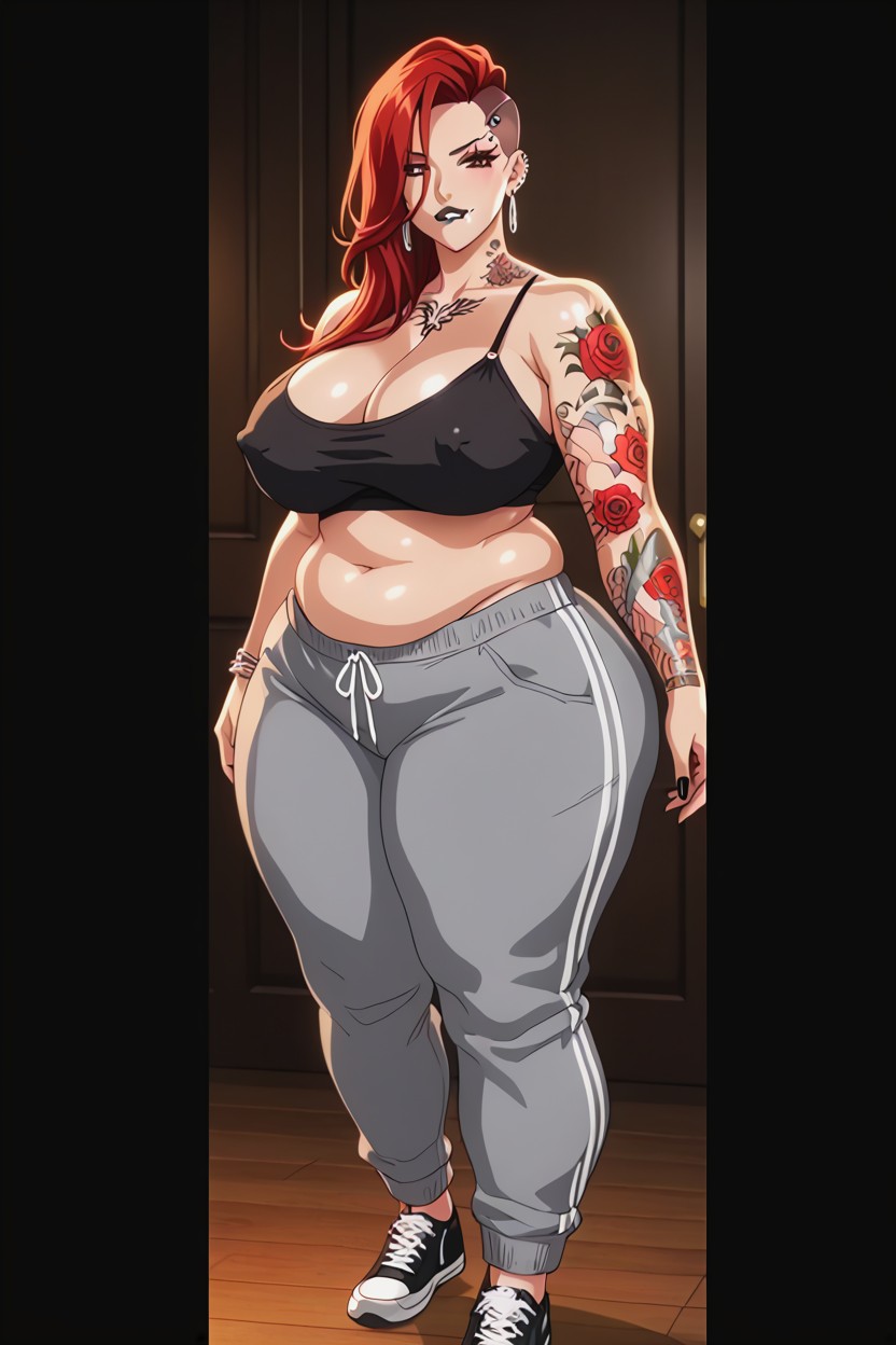 Biting Lip, Piercings, Cinematic Lighting Hentai AI Porn
