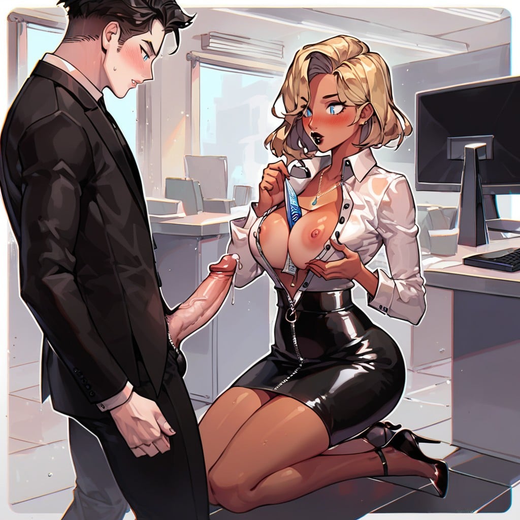 Tan Skin, Bobcut, Suprised Hentai AI Porn