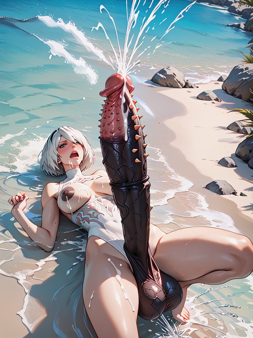 Squirting, Anime Style, Massive Throbbing Penis Shemale AI Porn
