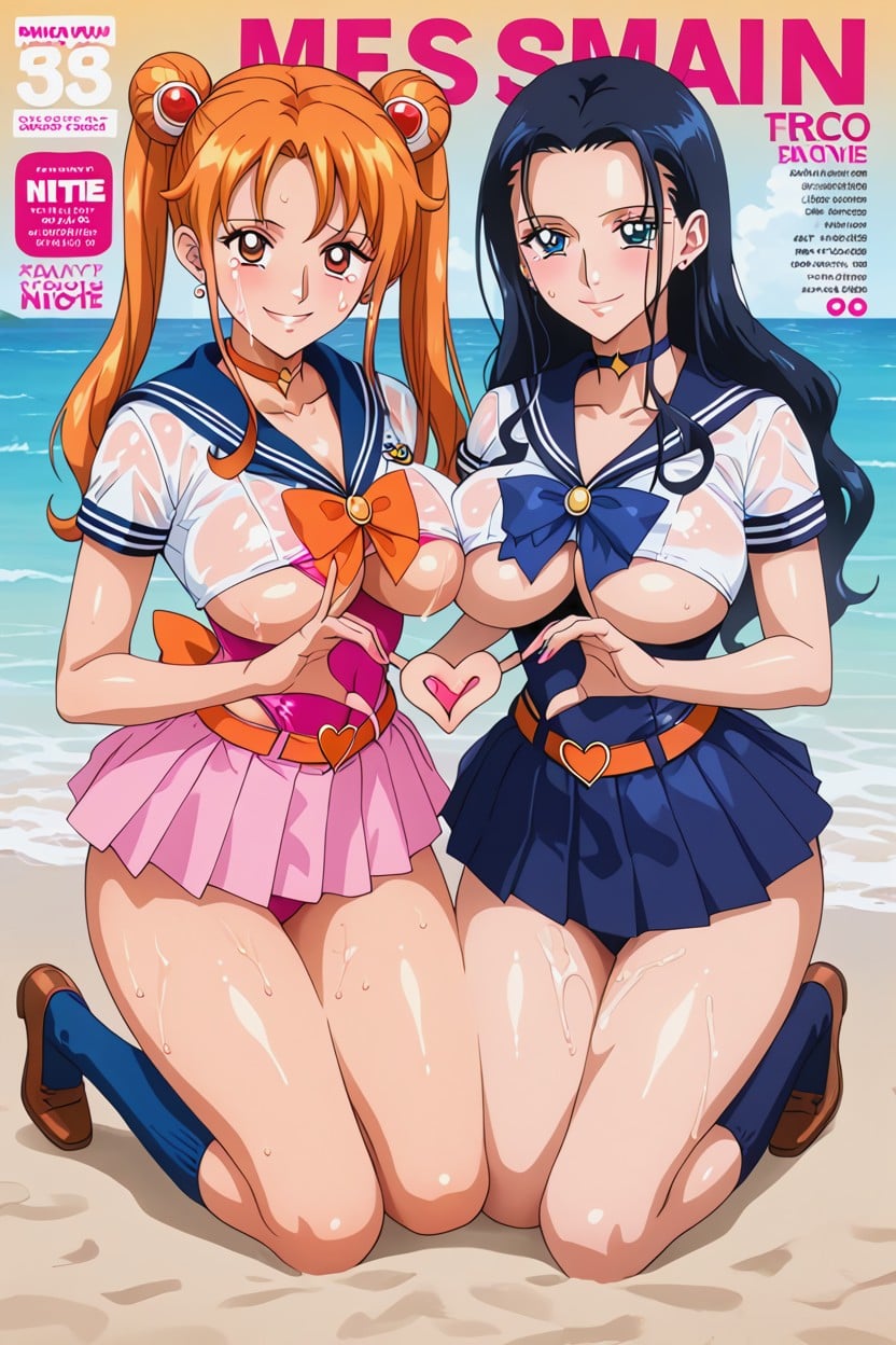 Nico Robin, Beach, Star Patterned Swimsuit Hentai AI Porn