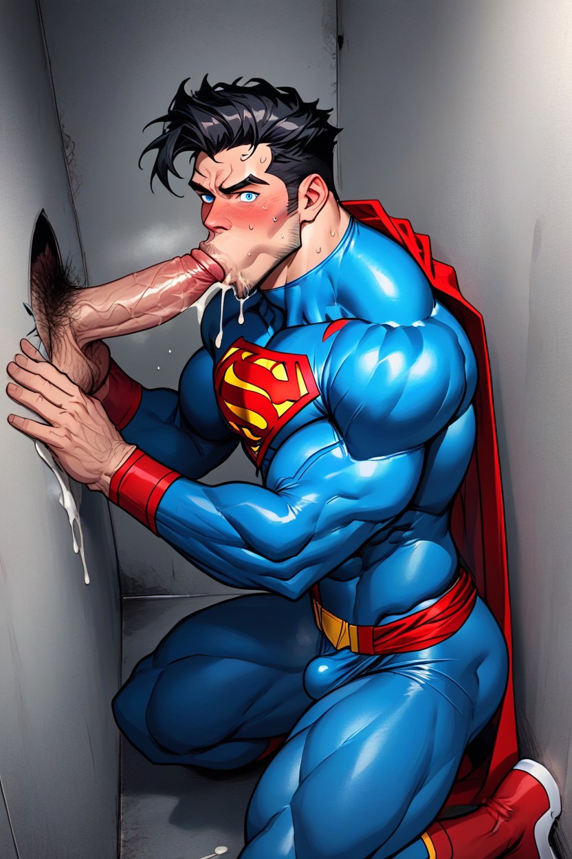 Hairy Crotch, Superman In The Gloryhole, Black Hair AI Gay Porn