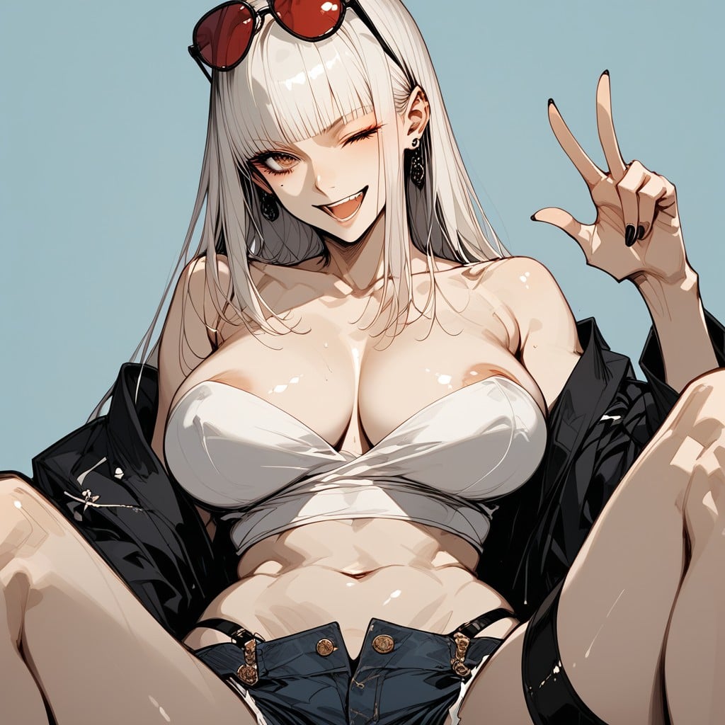 Very Straight And Gathered Hair, Hyper Heavy Wetty And Oily Skin Woman, Custard Pudding Haircolor Hentai AI Porn