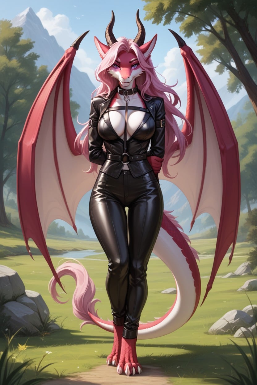 Female Dragon, Meadow, Standing Furry AI Porn