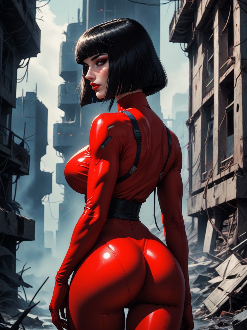 Thick Woman, Rear View, Smog AI Porn
