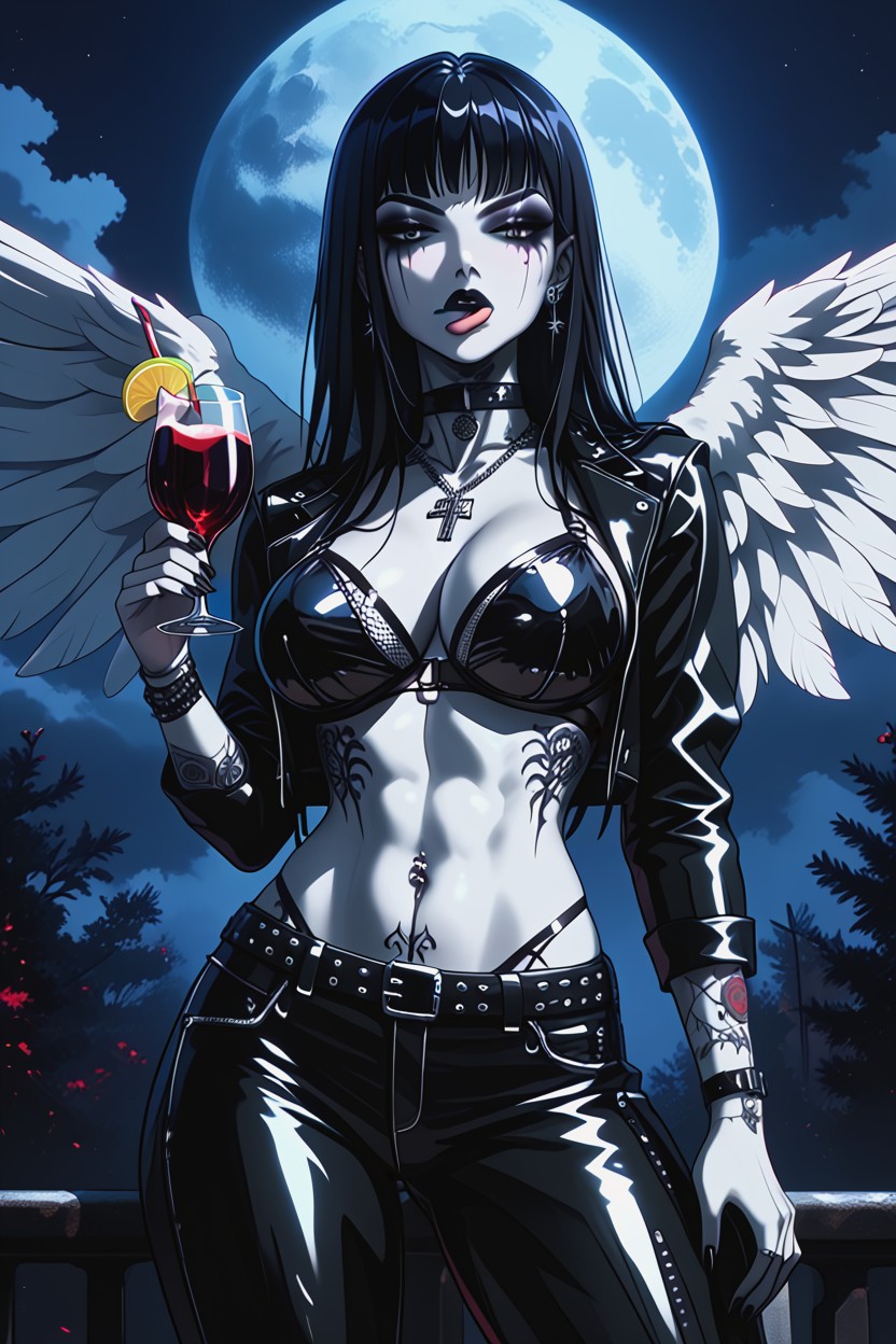 Large Breast, Night, Silver Earrings Furry AI Porn