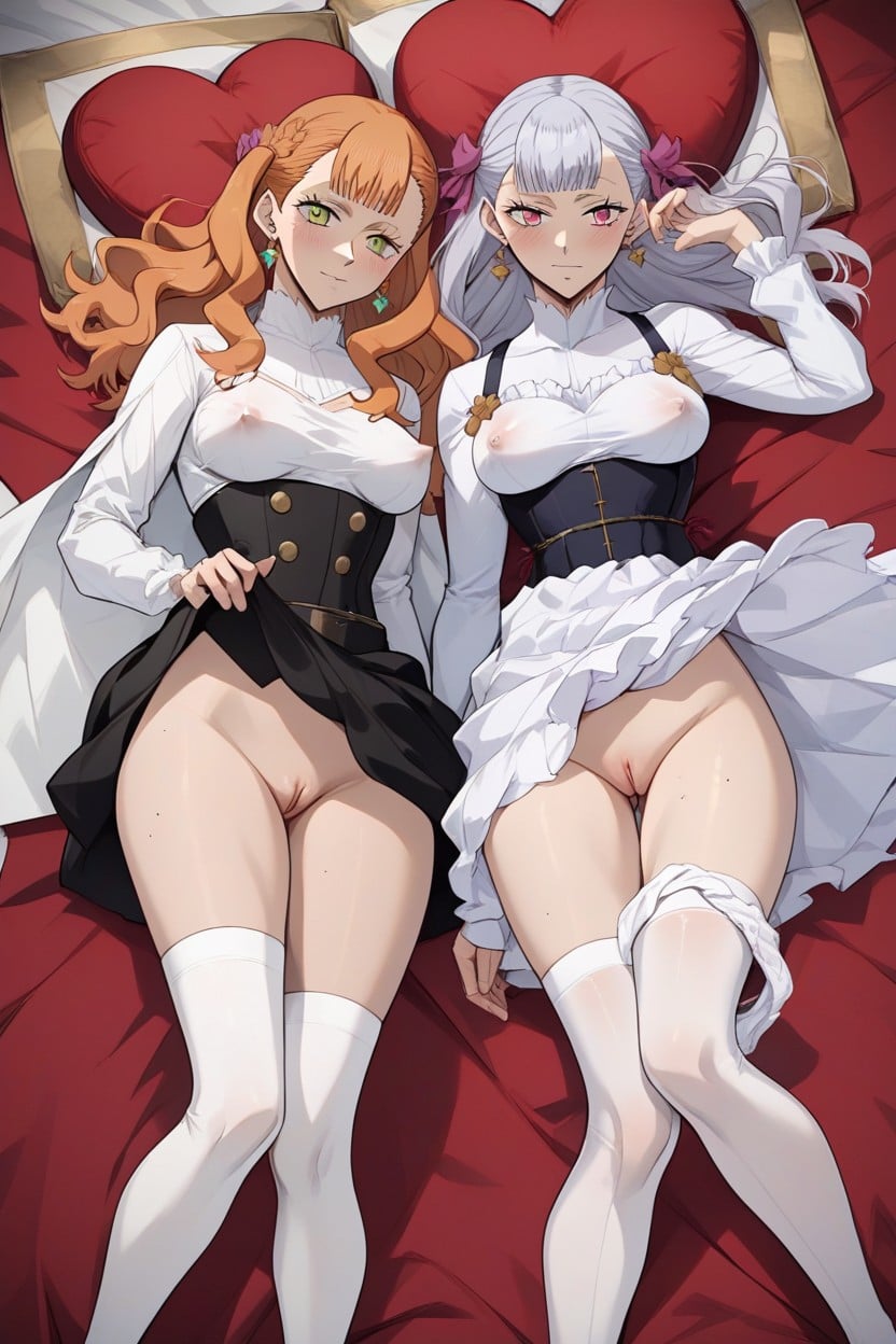 2 People, Noelle Silva From Black Clover, Skirt Lift Hentai AI Porn