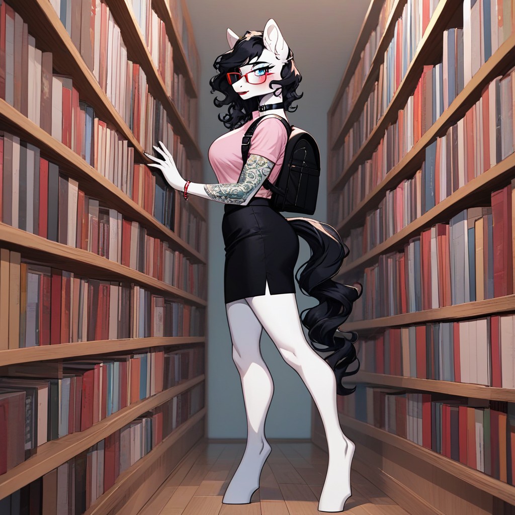 Shy, Pony Hoof Lace Socks, Wavy Hair Furry AI Porn