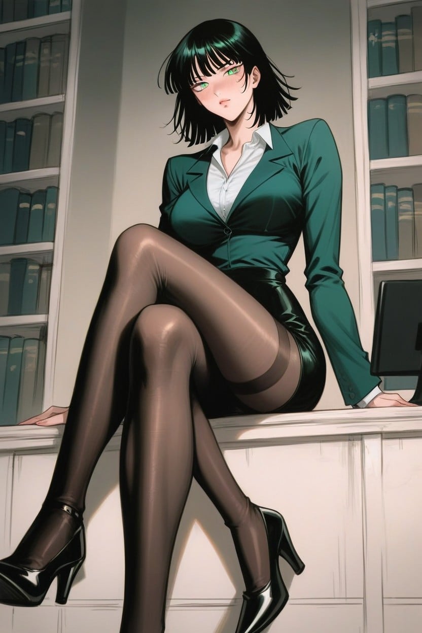 Sitting Cross-legged, Detailed Skin, Perfect Face Hentai AI Porn
