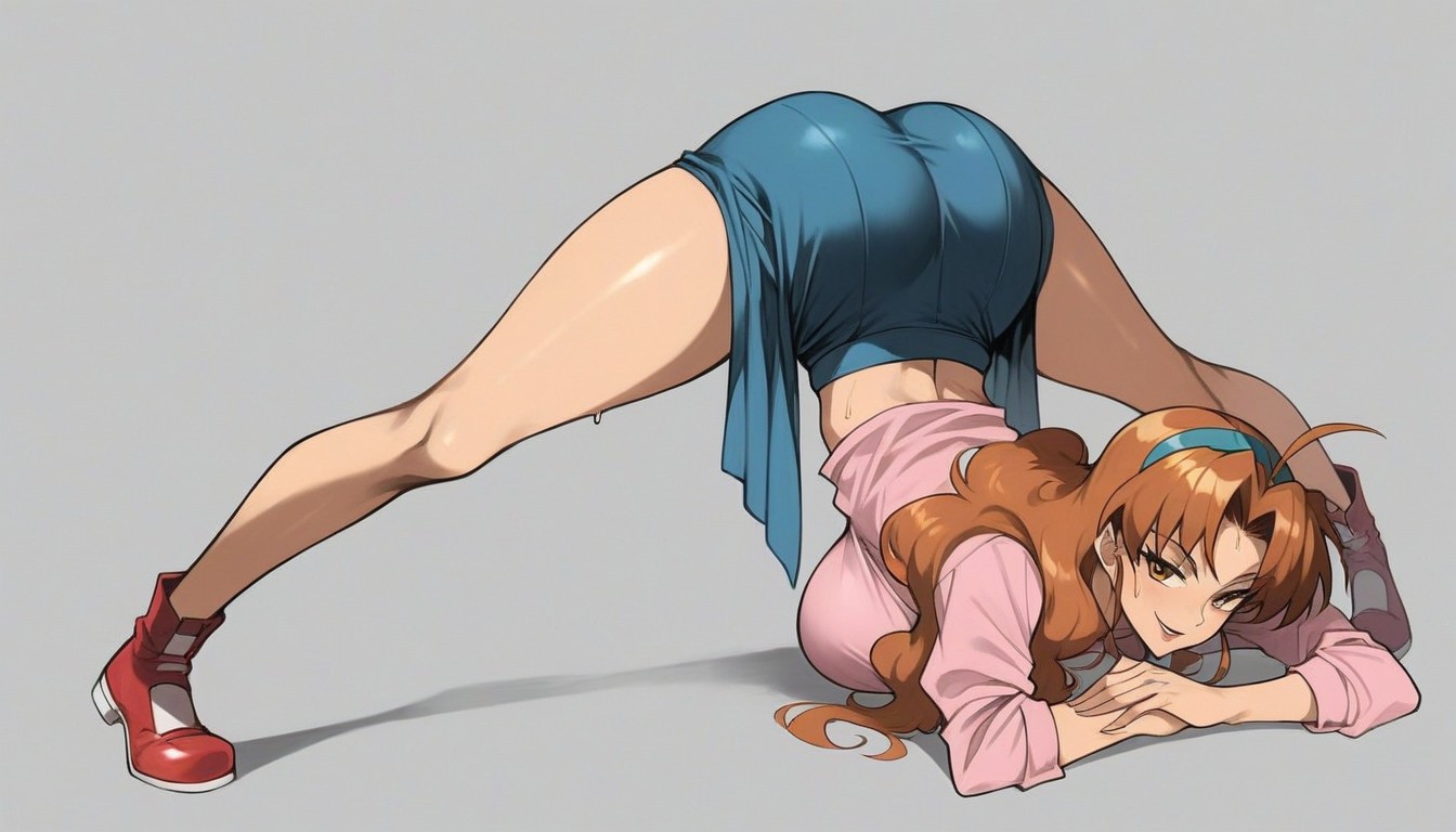 Navy Blue Skirt, White Background, Blue Hairband Hentai AI Porn