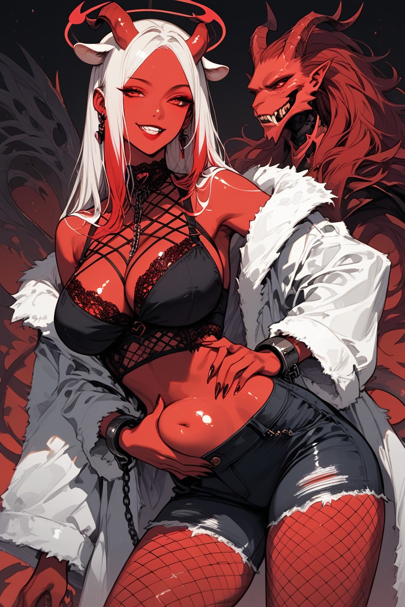 Visible Red Skin, Devil, Large Ass Hentai AI Porn