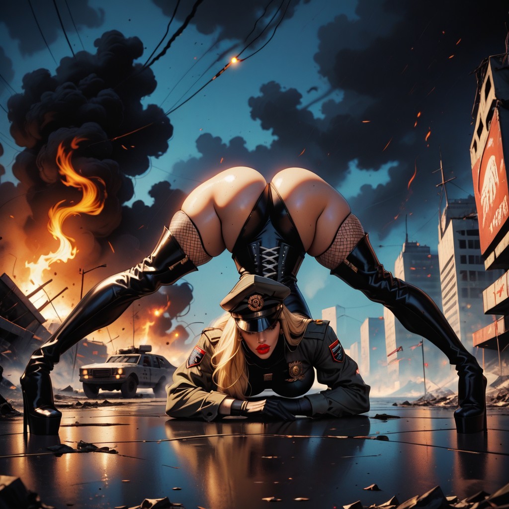 Full Body, Choker, Neon Flickering Signs Hentai AI Porn